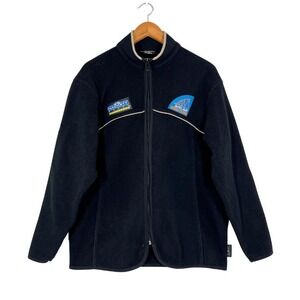 Line 7 New Zealand‎ Fleece 90s Jacket S Hackett Logo Black Gorpcore